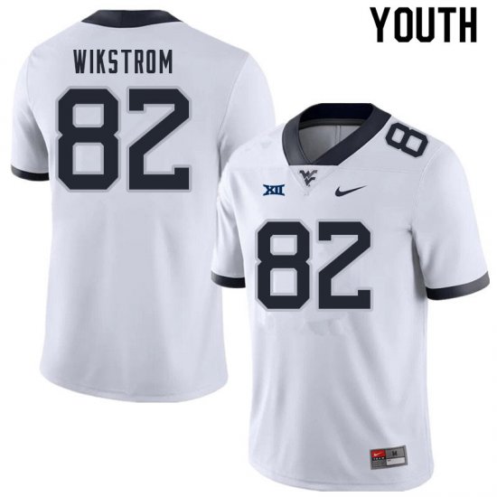 Youth West Virginia Mountaineers NCAA #82 Victor Wikstrom White Authentic Nike Stitched College Football Jersey GU15Y37TO